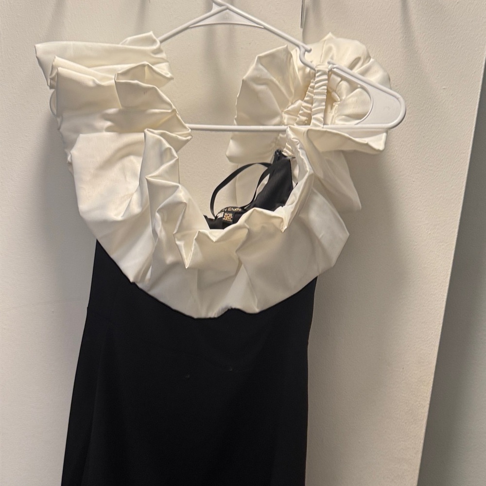 City Studio Black and White Strapless Dress